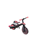 Globber Trike Explorer - Coral Pink-Adjustable saddle with 2 height settings (31cm, 34cm from the ground) made from soft, anti-slip TPR, and ergonomic curved handlebars with durable TPR grips for a smooth ride