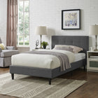 Modway Linnea Twin Bed - Grey-Slatted Poplar Wood Support System