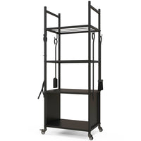 Outsunny 4-Tier Firewood Rack with 4 Tools Wheeled Wood Storage Rack-Top two slatted shelves enhance ventilation for firewood