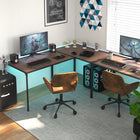 Homy Casa 47.2" Minimalist Computer Desk - Walnut Finish-Durable Metal Frame: The sturdy metal frame ensures long-lasting strength and support, making the desk reliable for daily use