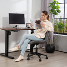 HOMCOM Armless 360-Degree Swivel Computer Desk Chair - Dark Grey-Curved backrest adapts to your posture