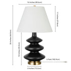 Hudson&Canal Carleta 26.5" Tall Triple Gourd Table Lamp with Fabric Shade - Matte Black/White-Includes a 6 ft. cord with rotary socket switch