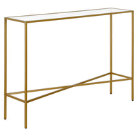 Hudson&Canal - Console Henley 42" de largeur avec plateau en verre - Laiton-Un design industriel pour votre entrée, votre salon, votre bureau et plus encore