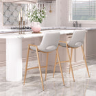 Zuo Desi Counter Stool - White/Gold - Set of 2-Dimensions: 20.7" L x 20.3" W x 35.6" H