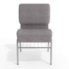 Chaise d'église de la série HERCULES de 21 po de largeur en tissu gris avec étagère à livres - Cadre veine d'argent-Cadre en acier de calibre 16