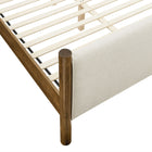 Modway Maven Queen Size Fabric Upholstered Platform Bed - Ivory Walnut-Weight Capacity: 794 lb