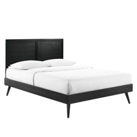 Modway Marlee Wood Full Platform Bed with Splayed Legs - Black-Full Platform Bed Frame