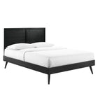 Modway - Marlee Bois Lit à plateforme complet avec pieds écartés, Noir-Cadre complet de plate-forme