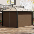 Outsunny - Rideaux de gazebo 10 pi L x 13 pi l avec portes à fermeture éclair, crochets/anneaux en C pour patio, rideaux uniquement, brun foncé-Fabriqué en tissu polyester durable et de haute qualité  