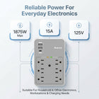 ShoppingAll Huntkey Multi Plug Outlet Extender Surge Protector Splitter with 6 Outlets and 3 USB Ports-6
