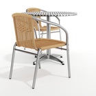 Table ronde en aluminium de 31,5 po avec 2 chaises en rotin beige, intérieur/extérieur (TLH-ALUM-32RD-020BGECHR2-GG)-5