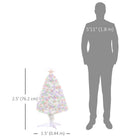 HOMCOM - Arbre de Noël Artificiel Pré-illuminé 2 - 5 Pieds pour Table - Blanc-Fibre optique avec changer la couleur RVB pour ajouter à l'atmosphère festive 