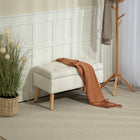 HOMCOM - Banc ottoman de rangement avec pieds en bois - blanc crème-Rangement caché sous le couvercle pour garder couvertures et coussins bien rangés   