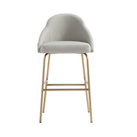 Manhattan Comfort - Gracie tabouret de bar moderne de 22" en similicuir rembourré - pierre et or-Tabouret de bar moderne avec dossier parfait pour une utilisation au bar et dans la cuisine