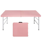 Homy Casa 4 ft Portable Folding Table with 4 adjustable Heights Indoor & Outdoor for Camping - Pink-The 4 ft size fits camping, picnics, and parties