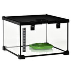 PawHut - Terrarium en verre pour reptiles, avec thermomètre, bassin d’eau - 12 po L x 12 po l x 8 po H - noir-Vue panoramique à 360°, visuellement attrayante, offrant une vue complète du paysage 