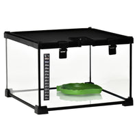 PawHut - Terrarium en verre pour reptiles, avec thermomètre, bassin d’eau - 12 po L x 12 po l x 8 po H - noir-Vue panoramique à 360°, visuellement attrayante, offrant une vue complète du paysage 