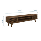 Modway Render 70" Entertainment Center TV Stand - Walnut-Dual Slatted Sliding Doors