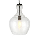 Hudson&Canal - Suspension Verona de 28 cm de large avec abat-jour en verre, - Bronze noirci/grainé-Comprend un cordon et une chaîne réglables en hauteur de 6 pieds