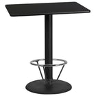 Flash Furniture Dessus de table rectangulaire de 30 po x 42 po en stratifié noir avec anneau de pied-Table d'hospitalité à hauteur de bar