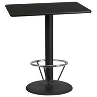Flash Furniture Dessus de table rectangulaire de 30 po x 42 po en stratifié noir avec anneau de pied-Table d'hospitalité à hauteur de bar