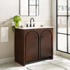 Modway - Appia 36" Armoire de toilette de salle de bain (lavabo non inclus) - Noyer-Construction en parement de bois de manguier et MDF