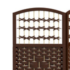 HOMCOM 6 Panel Wave Fiber Freestanding Room Divider for Home Office - Brown-The solid wood frame ensures sturdiness
