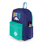 Roots Recycled Backpack - 22.5L  - Colour Block Logo - Navy Green-Lightweight Comfort: Padded back panel and adjustable shoulder straps provide lasting comfort, with reflective accents for added visibility in low-light conditions