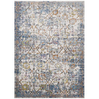 Modway Minu Distressed Floral Lattice Area Rug - 8 ft W x 10 ft L - Light Blue Yellow/Orange-Distressed Floral Lattice Area Rug