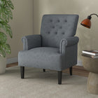 HOMCOM - Fauteuil d’appoint en tissu avec pieds en bois - accoudoirs roulés pour chambre à coucher - gris-Peut être placé partout, du salon à la chambre en passant par la salle à manger 
