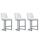 Manhattan Comfort - Serena tabouret de comptoir moderne en similicuir 45 cm - blanc - lot de 3-Tabouret de comptoir moderne avec dossier parfait pour le bar et la cuisine - Ensemble de 3