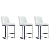 Manhattan Comfort - Serena tabouret de comptoir moderne en similicuir 45 cm - blanc - lot de 3-Tabouret de comptoir moderne avec dossier parfait pour le bar et la cuisine - Ensemble de 3