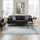 Modway Chiara Distressed Floral Lattice Contemporary Area Rug - 5 ft W x 8 ft L - Moroccan Blue/Ivory-Protect Floors From Traffic/Furniture