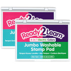 Ready 2 Learn Jumbo Washable Stamp Pad - 4-in-1 Electric Colors - 2 Pack-Mess-Free Art Time: The ink in this stamp pad washes off skin with soap and water, which makes clean-up quick and easy.