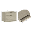 Manhattan Comfort Evelyn 32" Modern 3-Drawer Nightstand 2-Piece Set - Natural-Smooth Rounded Edges Add a Modern Charm and Enhance Safety