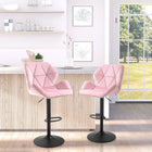 HOMCOM Adjustable Swivel Velvet-Touch Fabric Bar Stools - Pink - 2 Pack-Indenting moulded seat serves up high style
