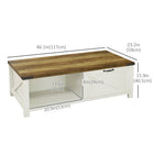 HOMCOM Farmhouse Coffee Table with Drawer and Storage Shelf for Living Room - White-An adjustable bottom foot to fits uneven ground