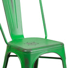 Flash Furniture Distressed Green Metal Indoor-Outdoor Stackable Chair-Drain Holes in Seat