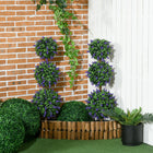HOMCOM 3.5' Potted Artificial Plant Ball Tree with Lavender Flowers - Green - 2 Pack-Cement-filled plant pots keep each plant weighted. Top looks like soil 