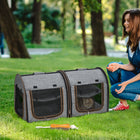PawHut 39" Travel Pet Carrier - Grey-Easy to carry with the grip handles on the top