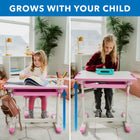 Mount-It! Kids Desk and Chair Set - Pink-Desk Height: 21.3" - 30"