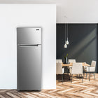 Magic Chef - Mini-réfrigérateur 2 portes de 7,4 pi³ en acier platine avec congélateur-21,7po x 22,8po x 55,7po