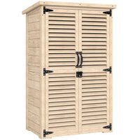 Outsunny Wooden Garden Shed - 30" x 20" x 47"-Two side shelves and a large open side storage area
