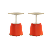 Manhattan Comfort Anderson 15.75" Modern Leatherette Upholstered End Table - Orange - Set of 2-Modern End Table - Set of 2 for Living Room Use