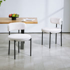 HOMCOM Dining Chairs with Steel Legs for Kitchen - Cream White - Set of 2-Soft padded seats deliver exceptional comfort