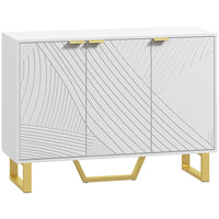 HOMCOM 42.1" L Sideboard Buffet Cabinet with Storage - White-Two two-tier cabinets feature three-level adjustable shelves for flexible storage