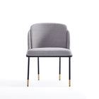 Manhattan Comfort Flor 22.83" Modern Twill Weave Upholstered Dining Chair - Grey - Set of 2-Front and Back Legs Elegantly Embellished with Elongated Gold Metal Ferrules