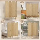 HOMCOM 4 Panel Arched Top Woven Freestanding Room Divider for Bedroom - Natural Wood-Optimal for multiple spaces like living rooms, bedrooms, or offices 
