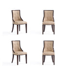 Manhattan Comfort - Lot de 4 chaises de salle à manger traditionnelles Fifth Avenue 18,5 po en similicuir et velours, coloris beige-Chaise de salle à manger traditionnelle pour usage en salle à manger lot de 4