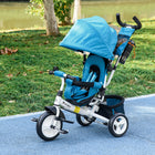 Qaba - Tricycle 6 en 1 pour tout-petits de 1 à 5 ans avec poignée parentale - bleu-Cadre en acier garantissant durabilité et sécurité pour les jeunes enfants 